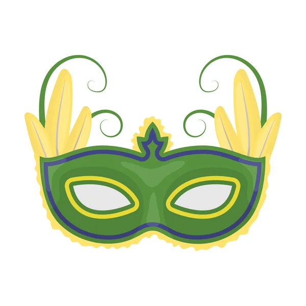 Brazilian carnival mask icon in cartoon style isolated on white background. Brazil country symbol stock vector illustration. — Stock Vector