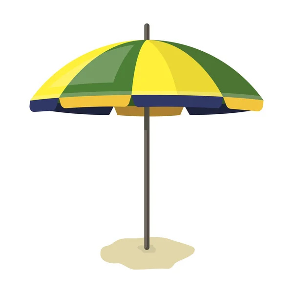 黄色绿色海滩伞图标在白色背景上孤立的卡通风格。巴西国家象征股票矢量图. — 图库矢量图片