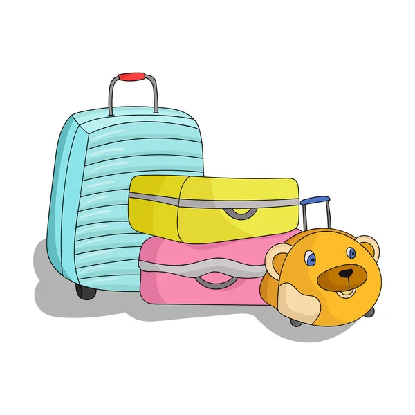 Icône bagage en style dessin animé isolé sur fond blanc. Illustration vectorielle du symbole de vacances familiales . — Image vectorielle