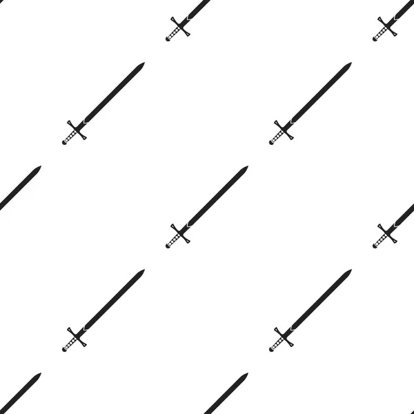 Miecz dwuręczny ikona stylu czarno na białym tle. Broni wzór Stockowa ilustracja wektorowa. — Wektor stockowy