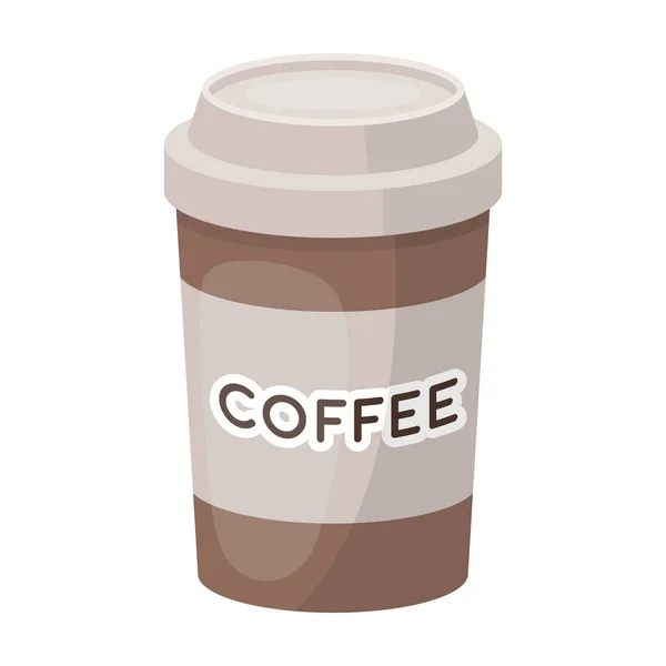 Icono de taza de café desechable en estilo de dibujos animados aislado sobre fondo blanco. Hipster estilo símbolo stock vector ilustración . — Vector de stock