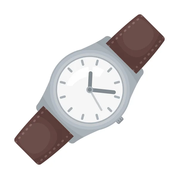 Clásico icono de reloj de pulsera en estilo de dibujos animados aislado sobre fondo blanco. Hipster estilo símbolo stock vector ilustración . — Vector de stock