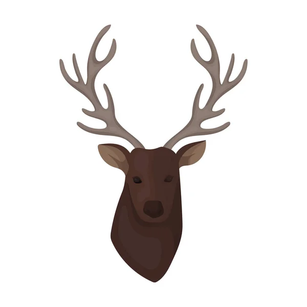 Icono de cabeza de ciervo en estilo de dibujos animados aislado sobre fondo blanco. Hipster estilo símbolo stock vector ilustración . — Vector de stock