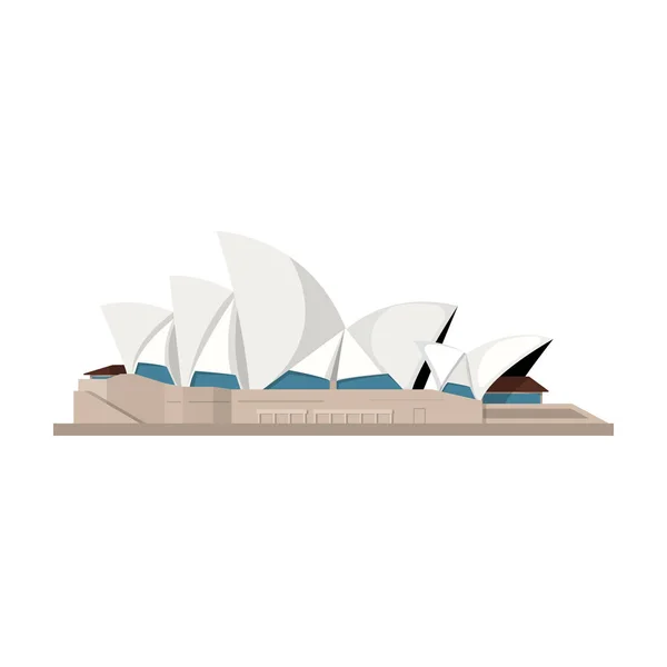 Icône de l'Opéra de Sydney en style dessin animé isolé sur fond blanc. Illustration vectorielle du symbole pays . — Image vectorielle