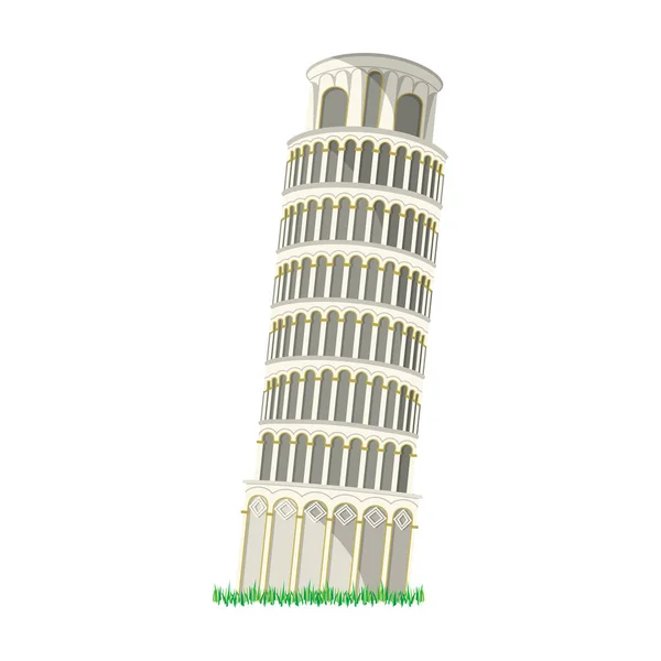 Torre di Pisa icona in stile cartone animato isolata su sfondo bianco. Paesi simbolo stock vettoriale illustrazione . — Vettoriale Stock