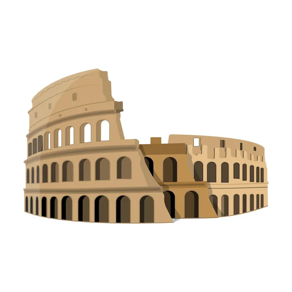 Colosseum İtalya simgesi beyaz arka plan üzerinde izole karikatür tarzı. Ülkeler sembol stok vektör çizim. — Stok Vektör