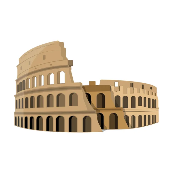 Colosseum i Italien ikonen i tecknad stil isolerad på vit bakgrund. Länder symbol lager vektorillustration. — Stock vektor