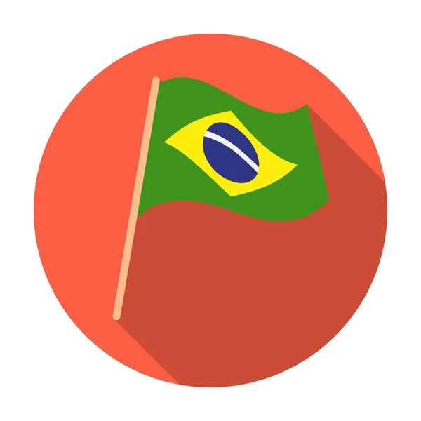 Vlag van Brazilië pictogram in vlakke stijl geïsoleerd op een witte achtergrond. Brazilië land symbool voorraad vectorillustratie. — Stockvector