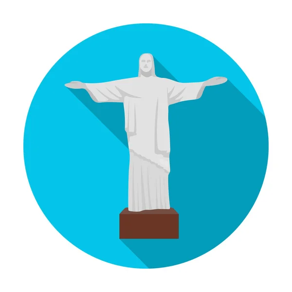 Icona di Cristo Redentore in stile piatto isolata su sfondo bianco. Brasile paese simbolo stock vettore illustrazione . — Vettoriale Stock