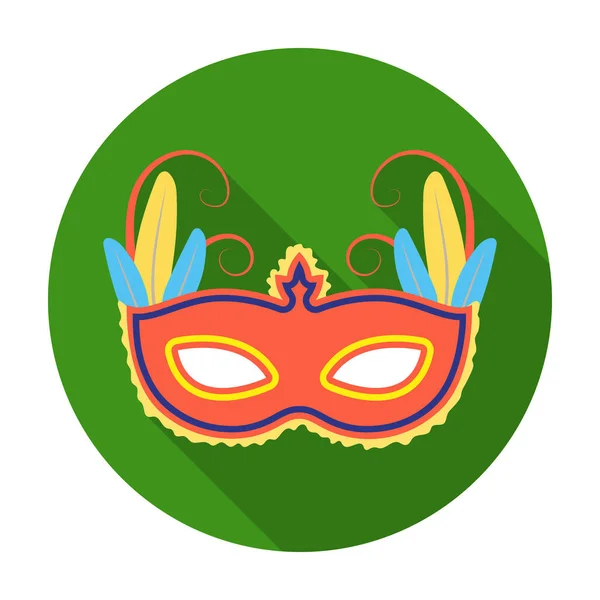 Icono de máscara de carnaval brasileño en estilo plano aislado sobre fondo blanco. Brasil país símbolo stock vector ilustración . — Vector de stock