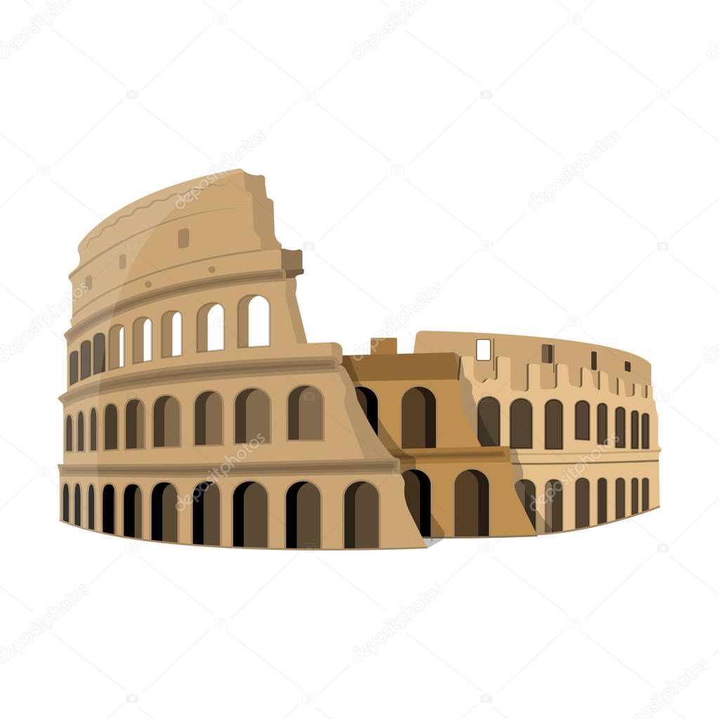 Colosseum in Italy icon in cartoon style isolated on white background. Countries symbol stock vector illustration.