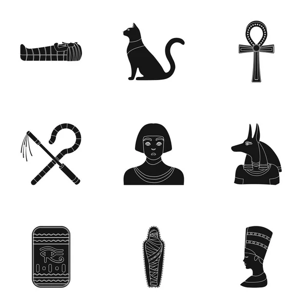 Oude Egypte instellen pictogrammen in zwarte stijl Grote verzameling van oude Egypte vector symbool stock illustratie — Stockvector