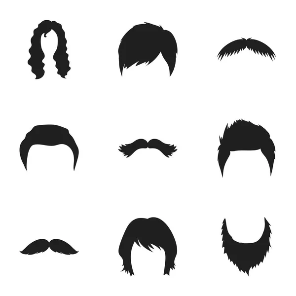 Baard instellen pictogrammen in zwarte stijl Grote verzameling van baard vector symbool stock illustratie — Stockvector