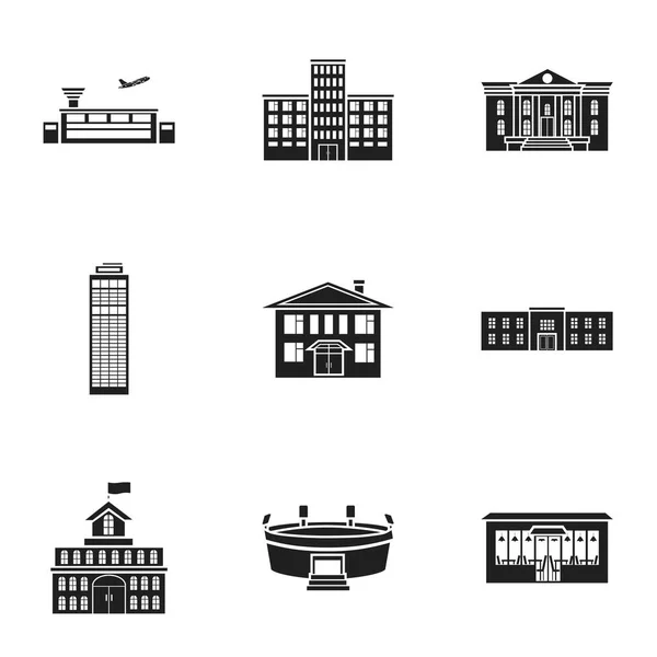 Building set icons in black style. Big collection of building vector symbol stock illustration — Stock Vector