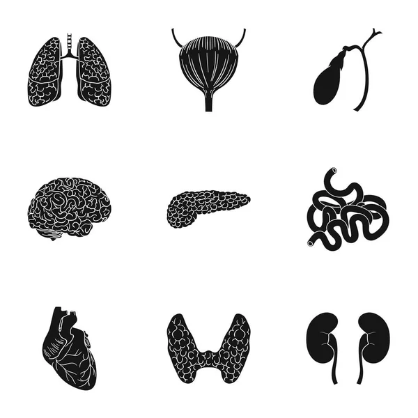 Los órganos humanos establecen iconos en estilo negro. Gran colección de órganos humanos vector símbolo stock ilustración — Vector de stock