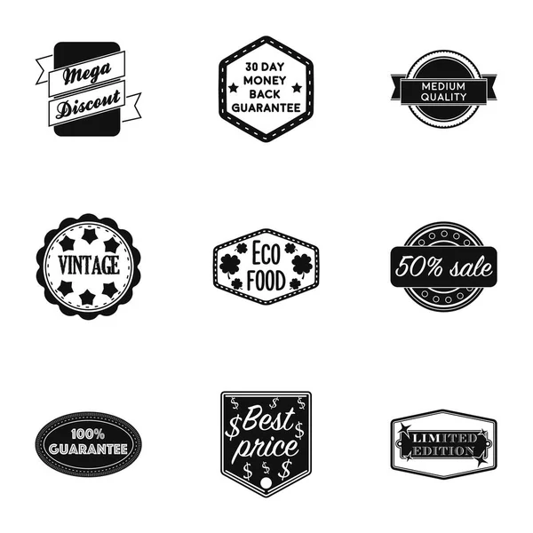 Set d'étiquettes icônes dans le style noir. Grande collection d'illustration vectorielle de symbole d'étiquette — Image vectorielle