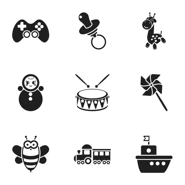 Brinquedos definir ícones em estilo preto. Grande coleção de brinquedos vetor símbolo estoque ilustração —  Vetores de Stock