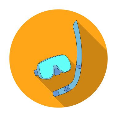 Maske ve dalış düz stil beyaz arka plan üzerinde izole simgesinde için tüp. Aile tatili sembol stok vektör çizim.