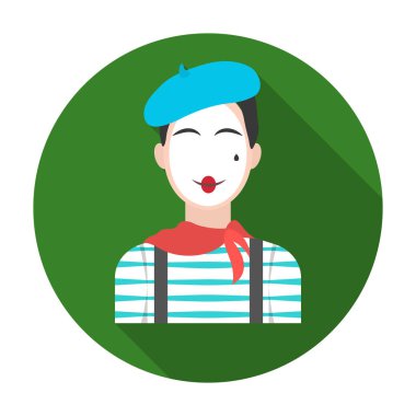 Fransız MIME simgesini düz stil beyaz arka plan üzerinde izole. Fransa ülke sembol stok vektör çizim.