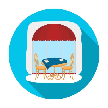 Tablo kafe simgesinin yanında düz stil beyaz arka plan üzerinde izole görev yaptı. Fransa ülke sembol stok vektör çizim.