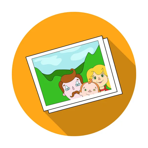 Icône portrait photo de famille en style plat isolé sur fond blanc. Illustration vectorielle du symbole de vacances familiales . — Image vectorielle