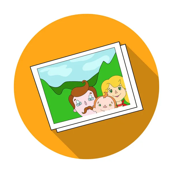 Icono de retrato de foto familiar en estilo plano aislado sobre fondo blanco. Familia vacaciones símbolo stock vector ilustración . — Vector de stock