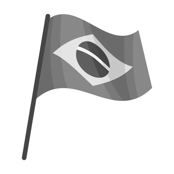 Vlag van Brazilië pictogram in zwart-wit stijl geïsoleerd op een witte achtergrond. Brazilië land symbool voorraad vectorillustratie. — Stockvector