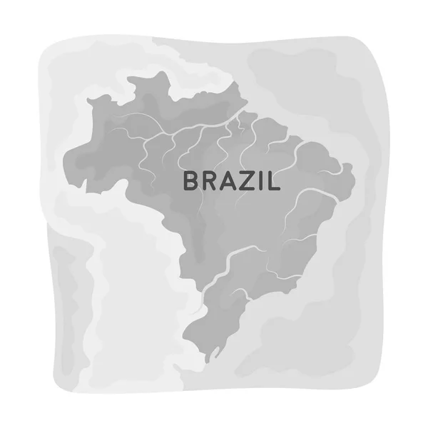 Grondgebied van Brazilië pictogram in zwart-wit stijl geïsoleerd op een witte achtergrond. Brazilië land symbool voorraad vectorillustratie. — Stockvector