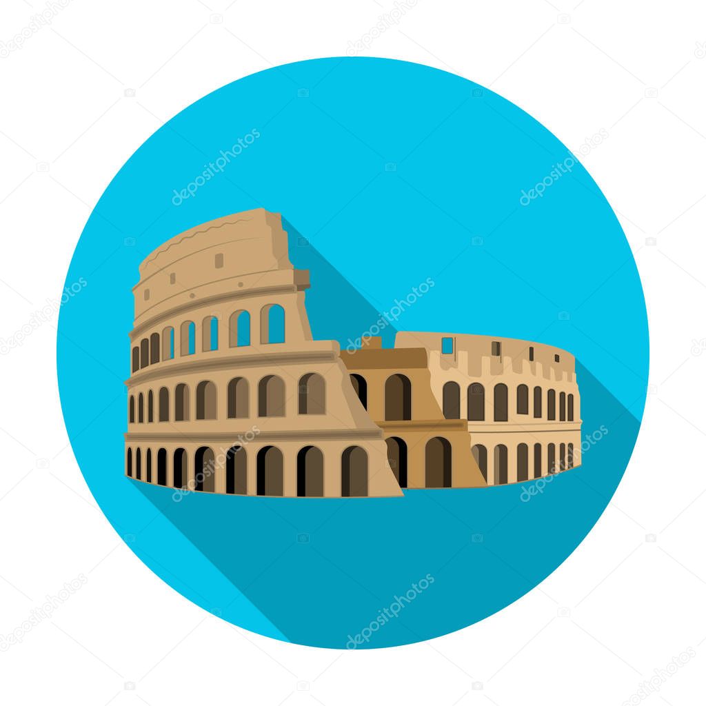 Colosseum in Italy icon in flat style isolated on white background. Countries symbol stock vector illustration.