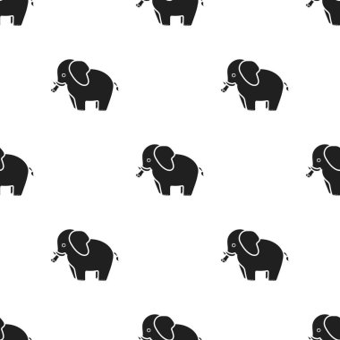 Fil simge siyah stil beyaz arka plan üzerinde izole içinde. Hayvanlar desen hisse senedi vektör çizim.