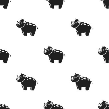 Gergedan simge siyah stil beyaz arka plan üzerinde izole içinde. Hayvanlar desen hisse senedi vektör çizim.