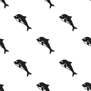 Yunus simge siyah stil beyaz arka plan üzerinde izole içinde. Hayvanlar desen hisse senedi vektör çizim.