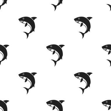 Köpekbalığı simge siyah stil beyaz arka plan üzerinde izole içinde. Hayvanlar desen hisse senedi vektör çizim.
