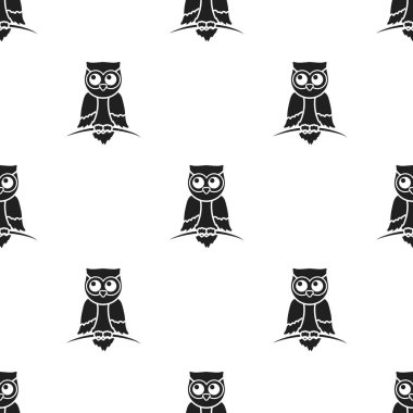 Baykuş simge siyah stil beyaz arka plan üzerinde izole içinde. Hayvanlar desen hisse senedi vektör çizim.