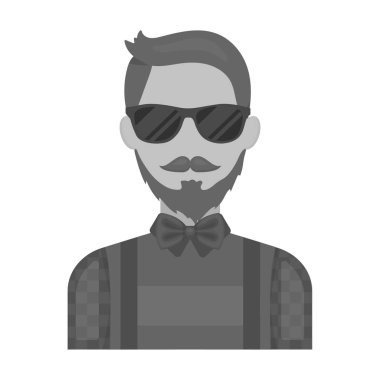 Tek renkli stil beyaz arka plan üzerinde izole hipster simgesini. Hippi tarzı sembol stok vektör çizim.