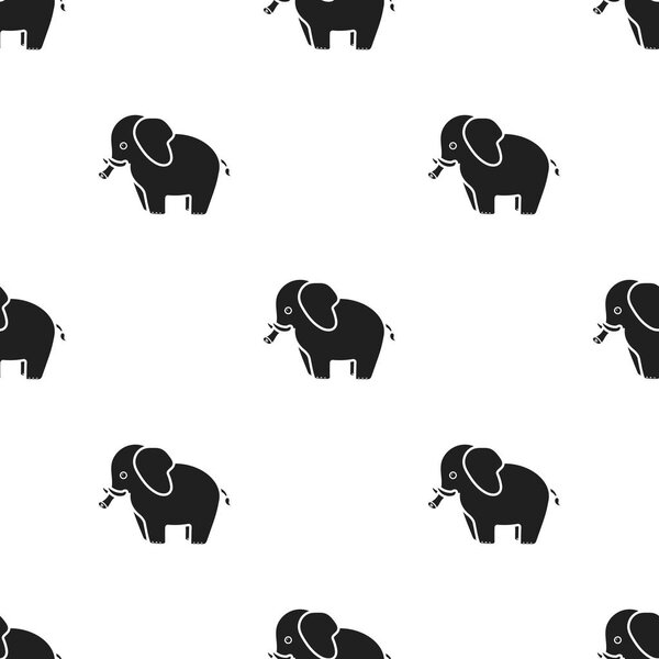 Elephant icon in black style isolated on white background. Animals pattern stock vector illustration.
