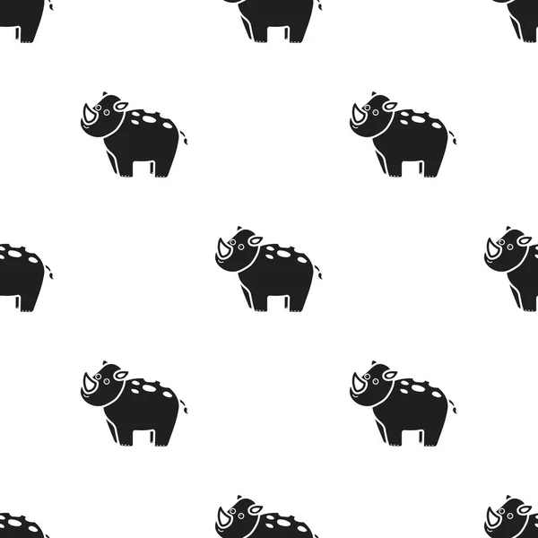Иконка носорога в черном стиле выделена на белом фоне. Векторная иллюстрация животных . — стоковый вектор