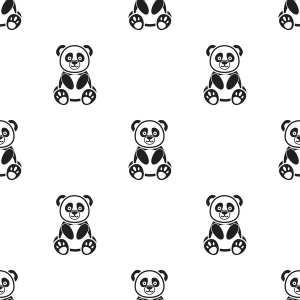 Panda icon in black style isolated on white background. Animals pattern stock vector illustration. — Stock Vector