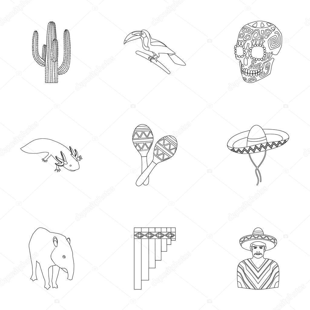 Mexico country set icons in outline design. Big collection of mexico country vector symbol stock illustration