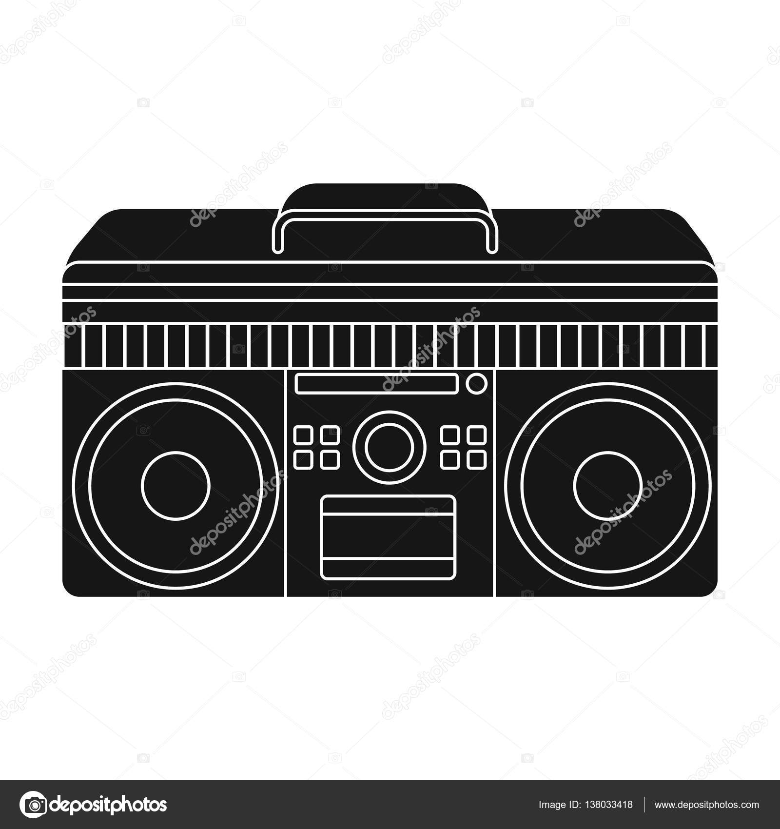 Boombox icon in black style isolated on white background. Hipster style