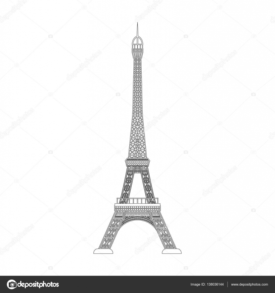 Eiffel Tower Logo Monochrome Design Style Stock Vector