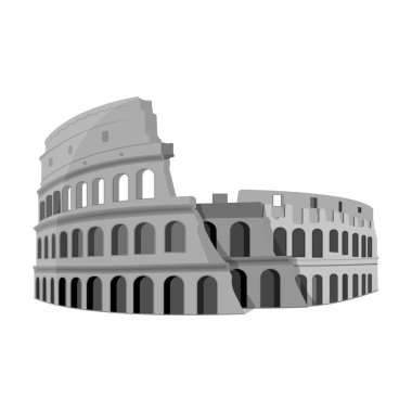 Colosseum İtalya simgesi beyaz arka plan üzerinde izole tek renkli tarzı. Ülkeler sembol stok vektör çizim.
