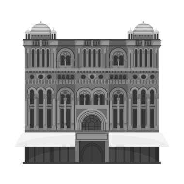 Tek renkli stil beyaz arka plan üzerinde izole Kraliçe Victoria bina simgesini. Ülkeler sembol stok vektör çizim.