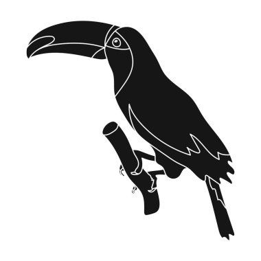 Brezilyalı toucan simgesinde siyah stil beyaz arka plan üzerinde izole. Brezilya ülke sembol stok vektör çizim.