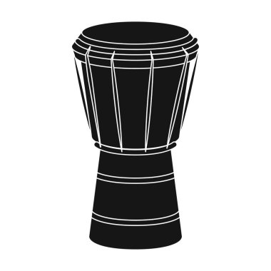 Ulusal Brezilya davul simge siyah stil beyaz arka plan üzerinde izole içinde. Brezilya ülke sembol stok vektör çizim.