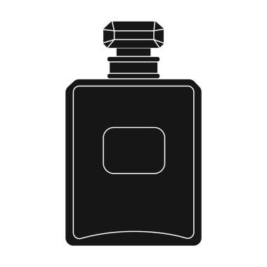 Fransız parfüm simge siyah stil beyaz arka plan üzerinde izole içinde bir şişe. Fransa ülke sembol stok vektör çizim.