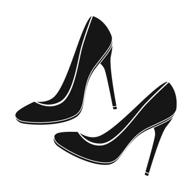 Siyah stil beyaz arka plan üzerinde izole simgesinde stiletto topuk ayakkabılarla. Fransa ülke sembol stok vektör çizim.