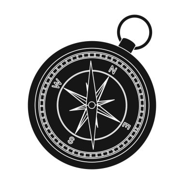 Pusula simgesini izole beyaz arka plan üzerinde siyah tarzında. Dinlenmek ve sembol stok vektör çizim seyahat.