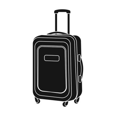 Seyahat Bagaj simge siyah stil beyaz arka plan üzerinde izole içinde. Dinlenmek ve sembol stok vektör çizim seyahat.