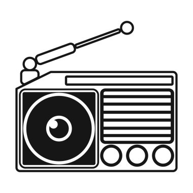 Radyo simge siyah stil beyaz arka plan üzerinde izole içinde. Piknik sembol stok vektör çizim.